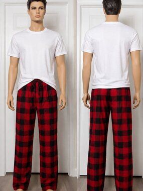 Auden Men's Red & Black Buffalo Plaid Pajama Pants Size Small NWT 100% Cotton